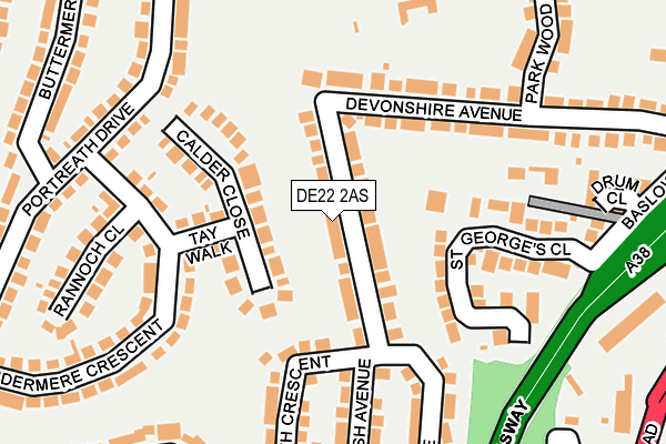 DE22 2AS map - OS OpenMap – Local (Ordnance Survey)