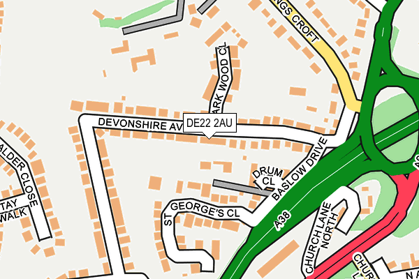 DE22 2AU map - OS OpenMap – Local (Ordnance Survey)