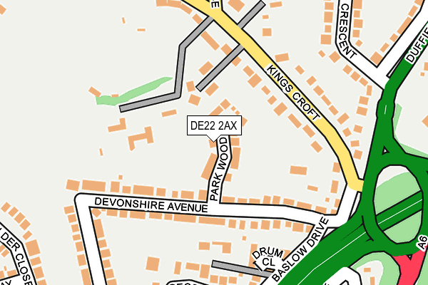 DE22 2AX map - OS OpenMap – Local (Ordnance Survey)