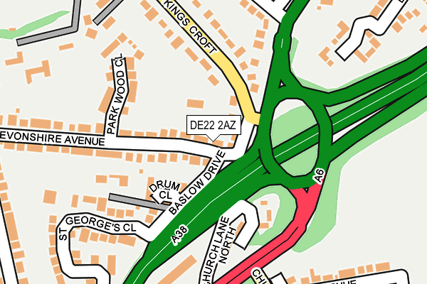 DE22 2AZ map - OS OpenMap – Local (Ordnance Survey)