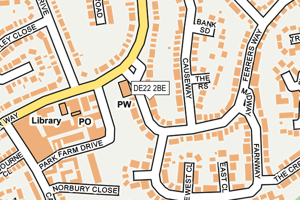 DE22 2BE map - OS OpenMap – Local (Ordnance Survey)