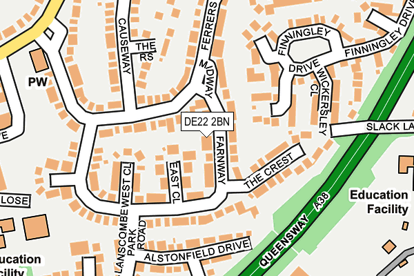 DE22 2BN map - OS OpenMap – Local (Ordnance Survey)