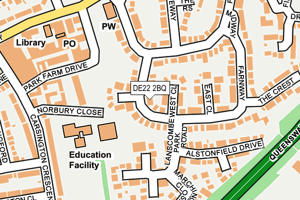DE22 2BQ map - OS OpenMap – Local (Ordnance Survey)