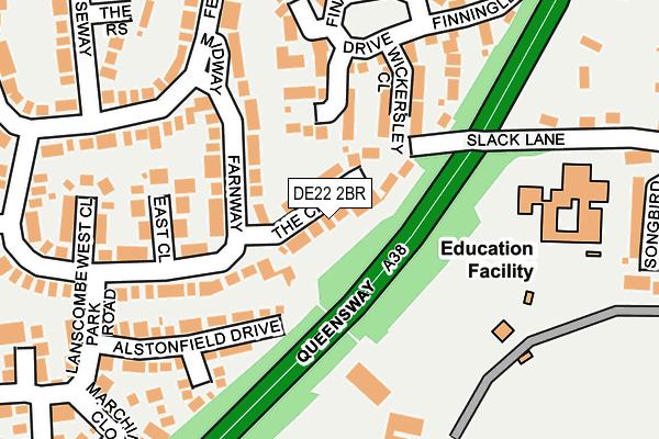 DE22 2BR map - OS OpenMap – Local (Ordnance Survey)