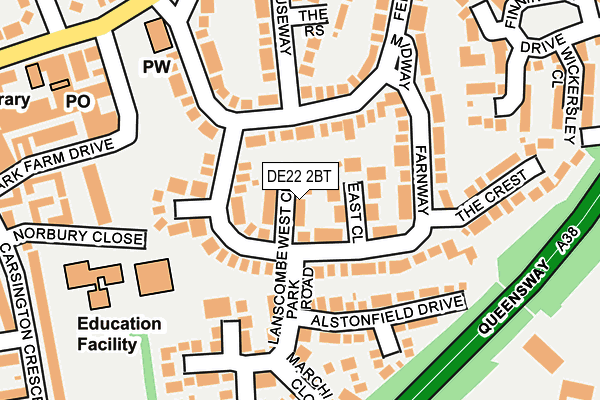 DE22 2BT map - OS OpenMap – Local (Ordnance Survey)