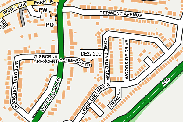 DE22 2DD map - OS OpenMap – Local (Ordnance Survey)