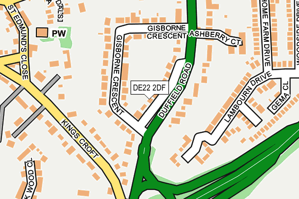 DE22 2DF map - OS OpenMap – Local (Ordnance Survey)