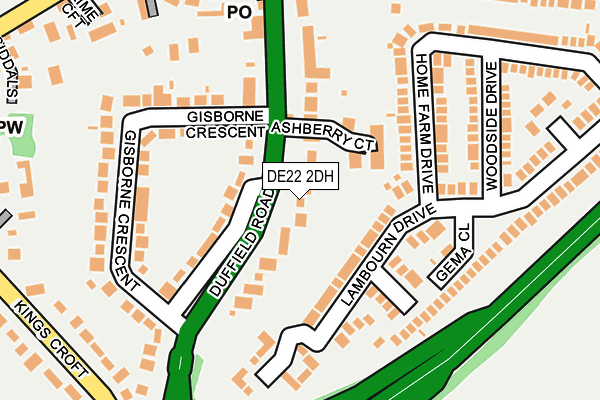 DE22 2DH map - OS OpenMap – Local (Ordnance Survey)