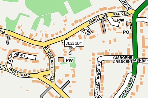 DE22 2DY map - OS OpenMap – Local (Ordnance Survey)