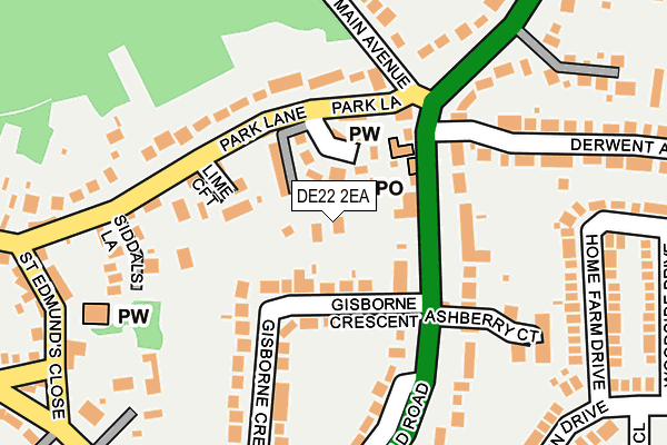 DE22 2EA map - OS OpenMap – Local (Ordnance Survey)