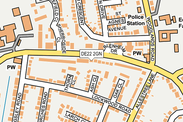 DE22 2GN map - OS OpenMap – Local (Ordnance Survey)