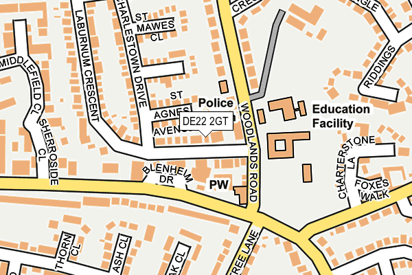 DE22 2GT map - OS OpenMap – Local (Ordnance Survey)