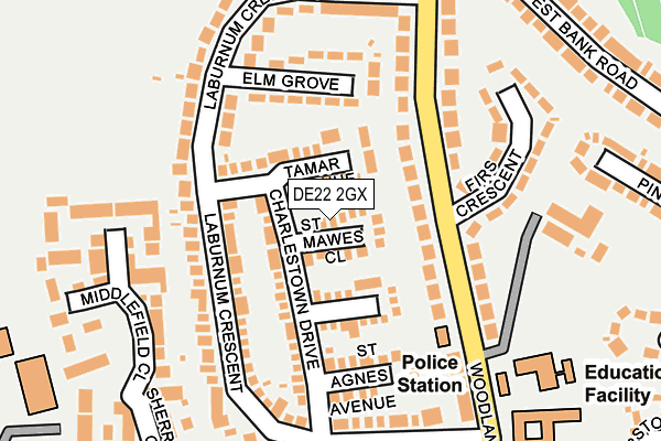 DE22 2GX map - OS OpenMap – Local (Ordnance Survey)