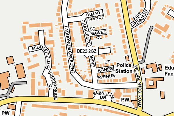 DE22 2GZ map - OS OpenMap – Local (Ordnance Survey)