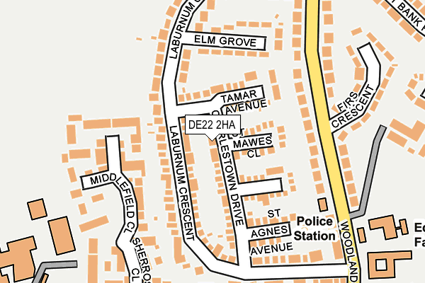 DE22 2HA map - OS OpenMap – Local (Ordnance Survey)