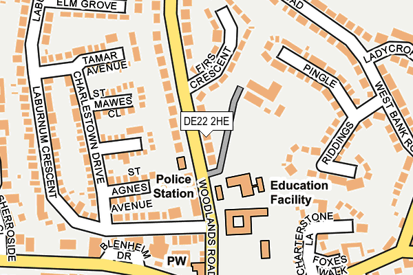 DE22 2HE map - OS OpenMap – Local (Ordnance Survey)