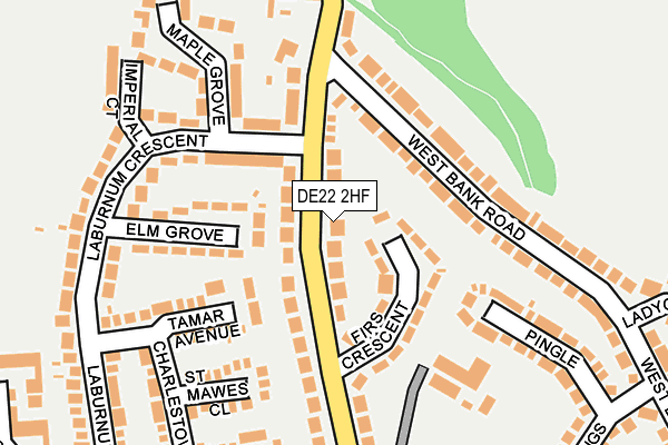 DE22 2HF map - OS OpenMap – Local (Ordnance Survey)