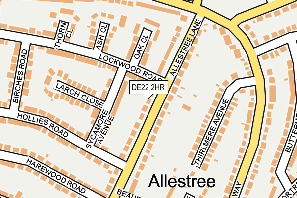 DE22 2HR map - OS OpenMap – Local (Ordnance Survey)