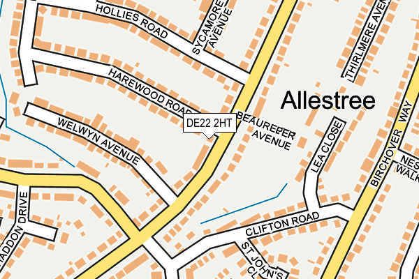 DE22 2HT map - OS OpenMap – Local (Ordnance Survey)