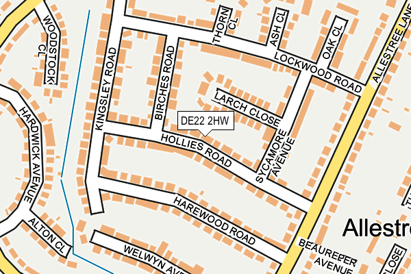 DE22 2HW map - OS OpenMap – Local (Ordnance Survey)