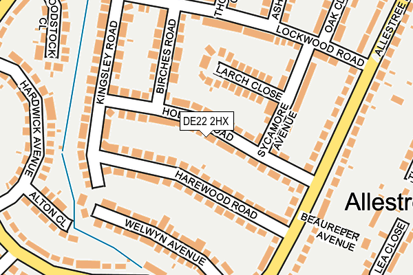 DE22 2HX map - OS OpenMap – Local (Ordnance Survey)