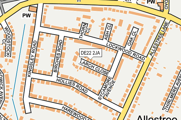 DE22 2JA map - OS OpenMap – Local (Ordnance Survey)