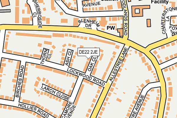DE22 2JE map - OS OpenMap – Local (Ordnance Survey)