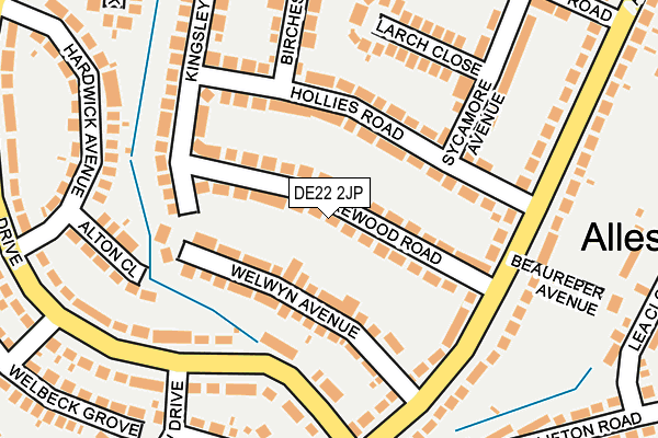 DE22 2JP map - OS OpenMap – Local (Ordnance Survey)
