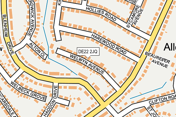 DE22 2JQ map - OS OpenMap – Local (Ordnance Survey)