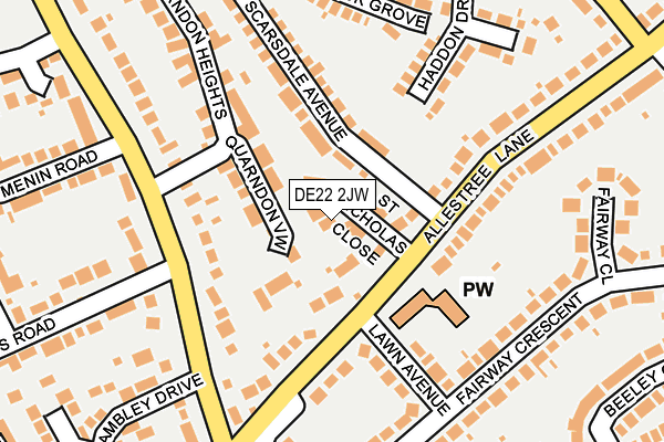 DE22 2JW map - OS OpenMap – Local (Ordnance Survey)