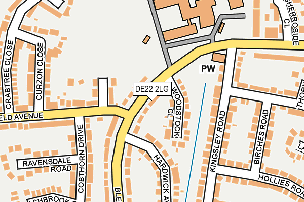 DE22 2LG map - OS OpenMap – Local (Ordnance Survey)