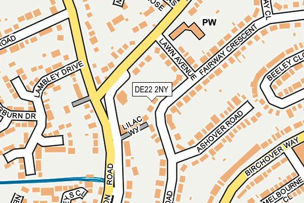 DE22 2NY map - OS OpenMap – Local (Ordnance Survey)