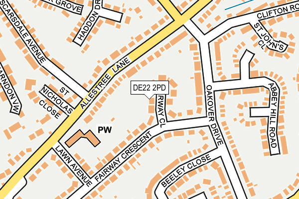 DE22 2PD map - OS OpenMap – Local (Ordnance Survey)