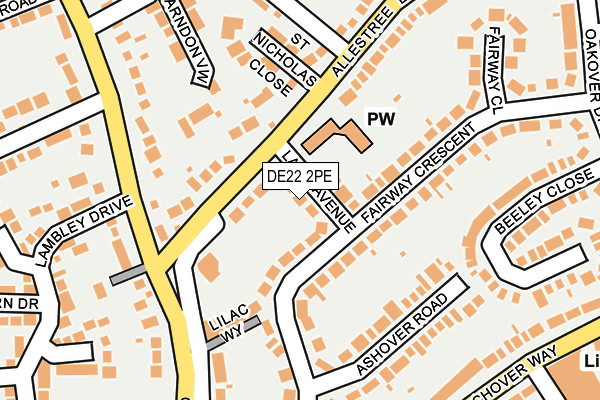 DE22 2PE map - OS OpenMap – Local (Ordnance Survey)