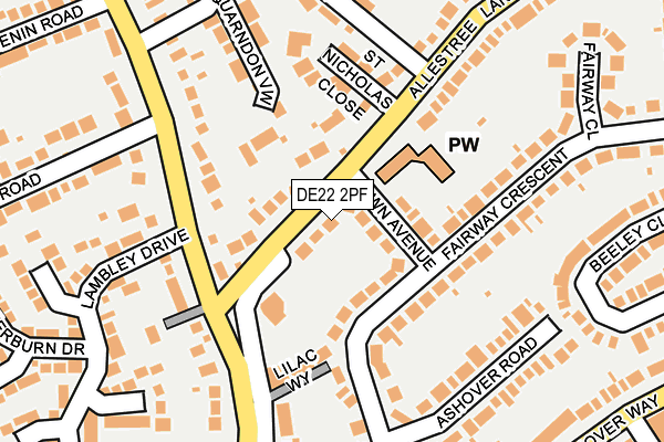 DE22 2PF map - OS OpenMap – Local (Ordnance Survey)