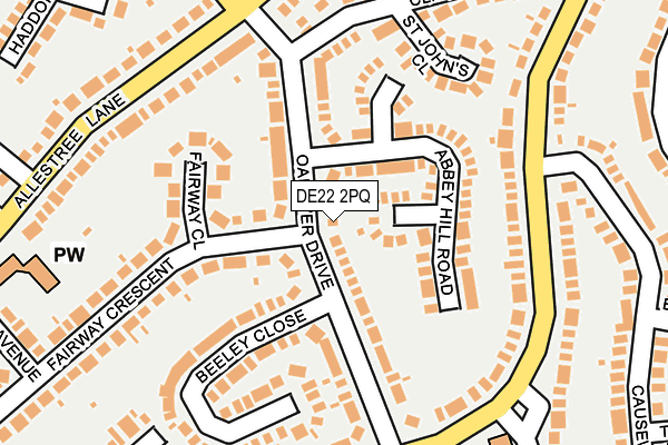 DE22 2PQ map - OS OpenMap – Local (Ordnance Survey)