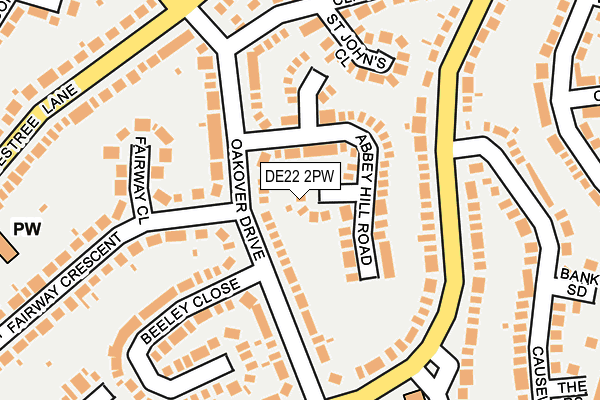 DE22 2PW map - OS OpenMap – Local (Ordnance Survey)