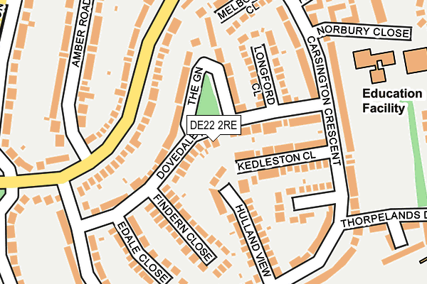 DE22 2RE map - OS OpenMap – Local (Ordnance Survey)