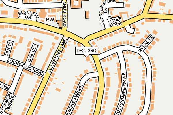 DE22 2RQ map - OS OpenMap – Local (Ordnance Survey)