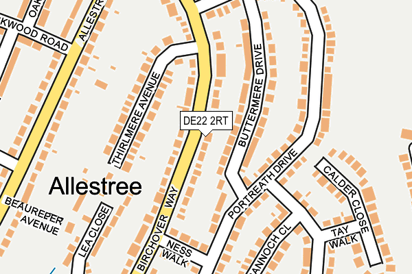 DE22 2RT map - OS OpenMap – Local (Ordnance Survey)