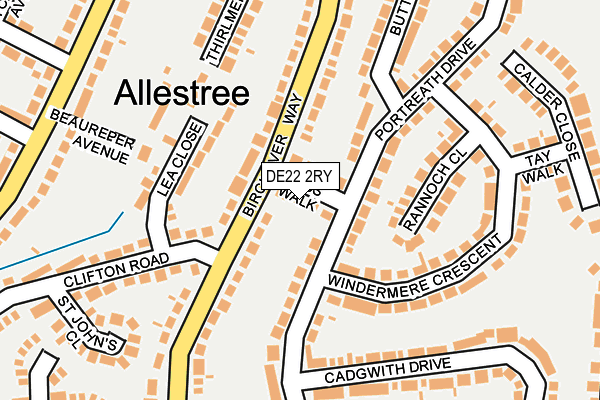 DE22 2RY map - OS OpenMap – Local (Ordnance Survey)