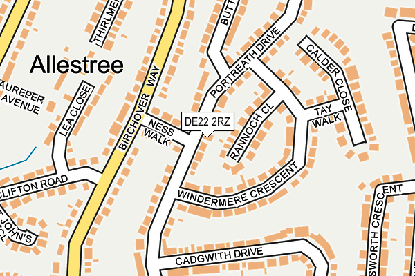 DE22 2RZ map - OS OpenMap – Local (Ordnance Survey)