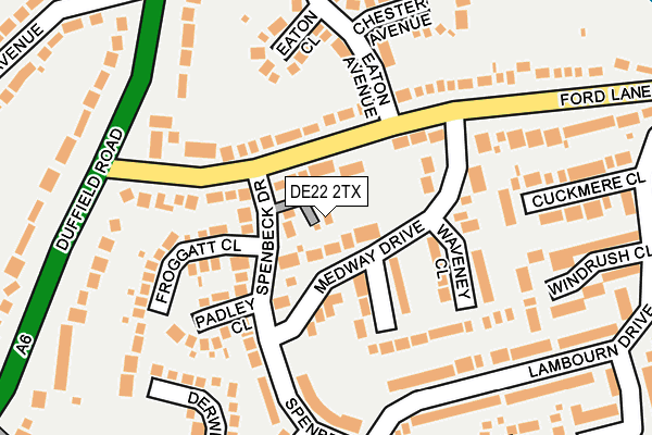 DE22 2TX map - OS OpenMap – Local (Ordnance Survey)