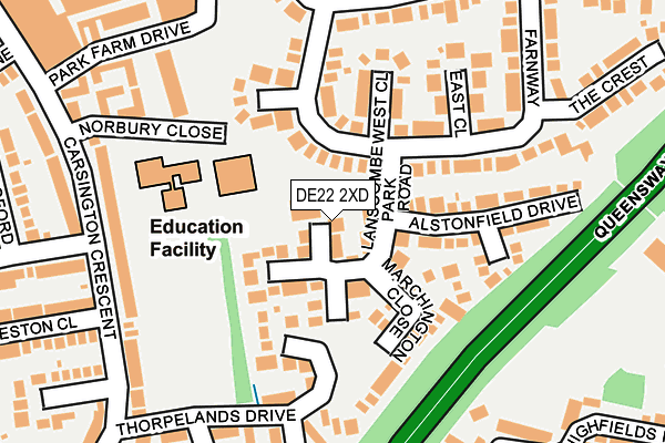 DE22 2XD map - OS OpenMap – Local (Ordnance Survey)