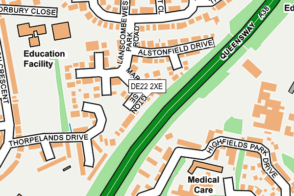 DE22 2XE map - OS OpenMap – Local (Ordnance Survey)