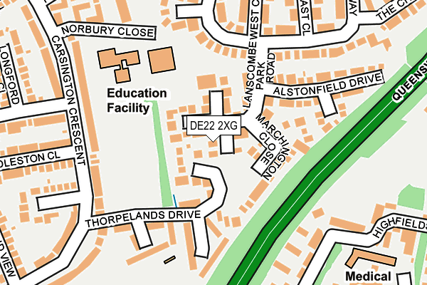 DE22 2XG map - OS OpenMap – Local (Ordnance Survey)