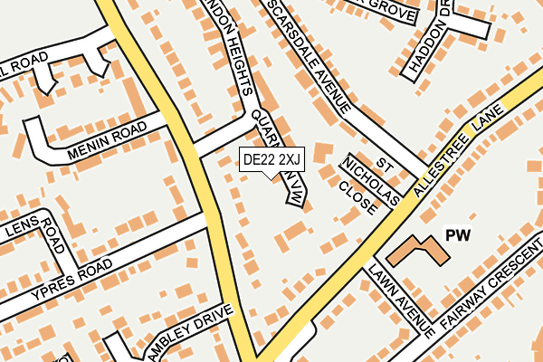 DE22 2XJ map - OS OpenMap – Local (Ordnance Survey)