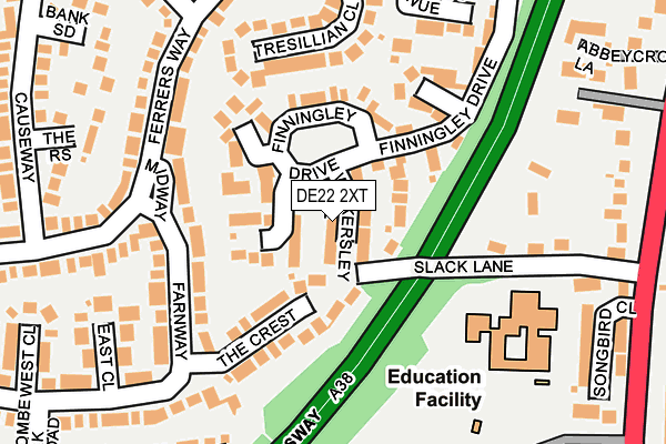 DE22 2XT map - OS OpenMap – Local (Ordnance Survey)