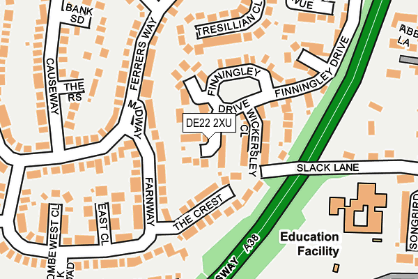DE22 2XU map - OS OpenMap – Local (Ordnance Survey)