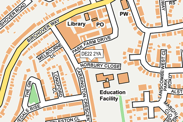 DE22 2YA map - OS OpenMap – Local (Ordnance Survey)